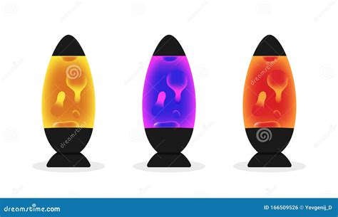 Lava Lamp with Colorful Fluid Bubbles. Set of Retro Lava Lamps with Luminous Abstract Shapes ...