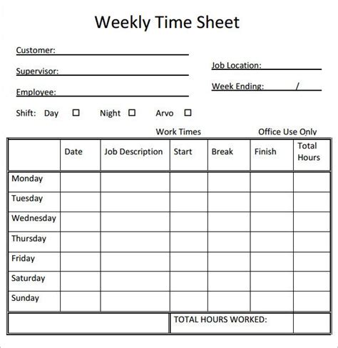 Free Printable Weekly Timesheet Template | Search Results | Calendar 2015 | Templates printable ...