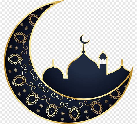 Blue and yellow crescent moon illustration, Ramadan Moon Eid al-Fitr ...