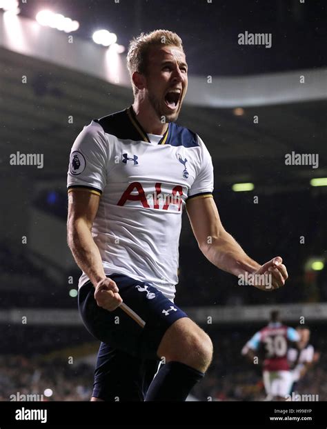 Tottenham Hotspur's Harry Kane celebrates scoring his side's third goal ...