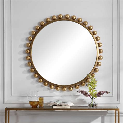 Cyra Gold Round Mirror | Uttermost