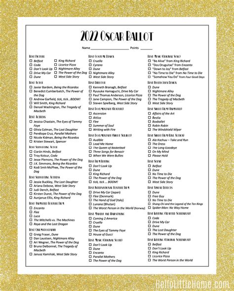 Oscar Nominations 2024 Printable Pdf - Doro Valerye