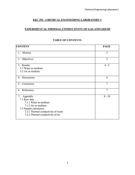 Lab Report of Thermal Conductivity Experiment | EKC291 - Chemical ...