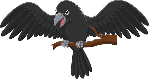 corbeau de dessin animé sur une branche d'arbre 6605419 Art vectoriel ...