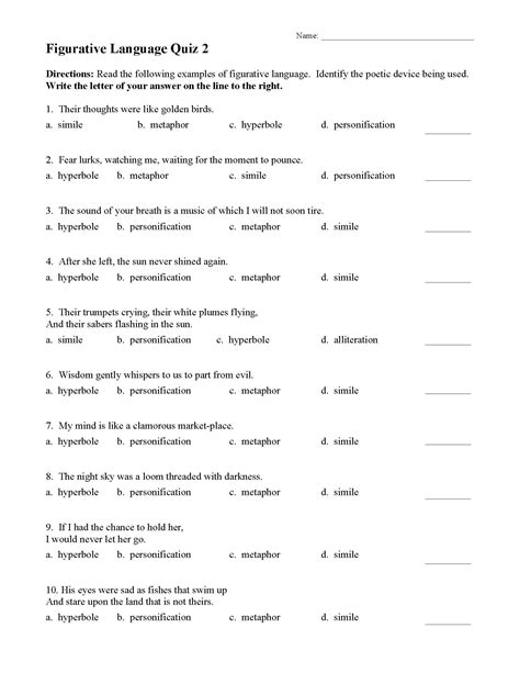 Figurative Language Unit Test Answers at Ernest Gomez blog