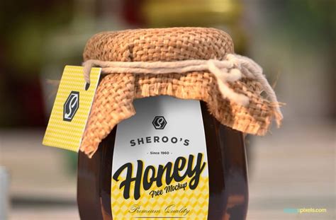 Beautiful Honey Packaging Jar Mockup PSD - Templatefor