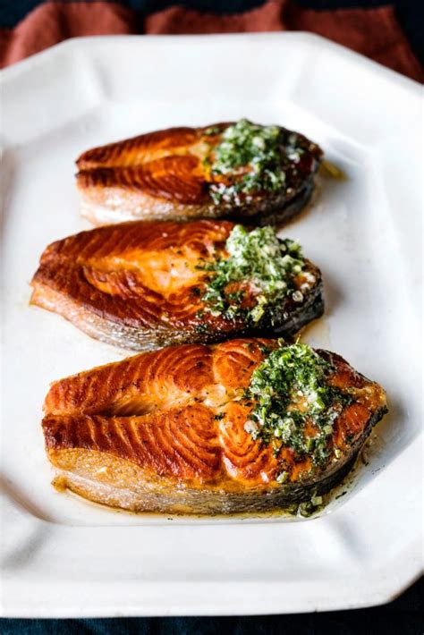 Nancy Silverton's Roasted Salmon Steaks with Remoulade Butter Recipe ...