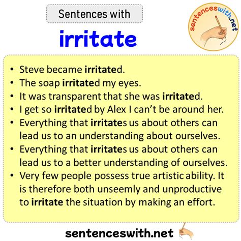 Sentences with irritate, Sentences about irritate - SentencesWith.Net