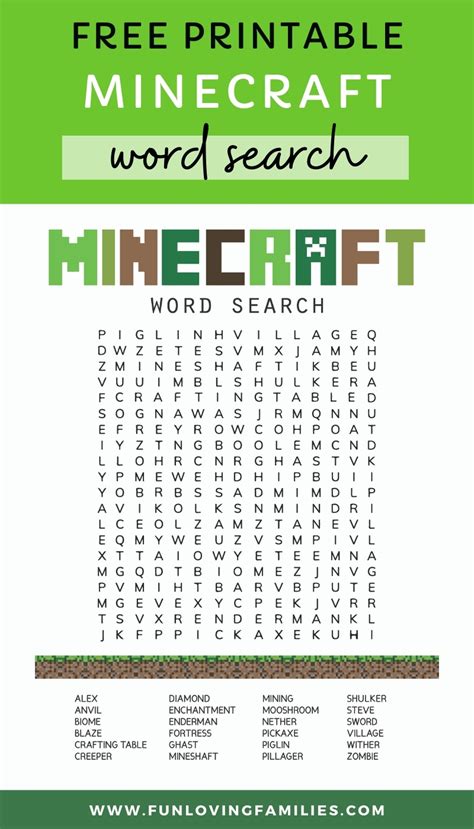 Minecraft Word Search - Fun Loving Families