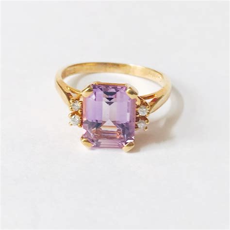 10K Gold, Purple Accent & Diamond Ring