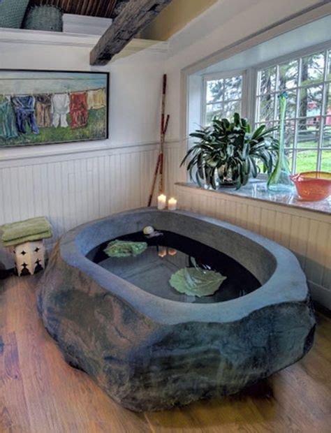 15 Stone Bathtub ideas | stone bathtub, stone bath, outdoor baths