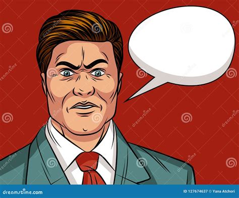 Vector Color Pop Art Comic Style Illustration of a Shocked Man. Stock Illustration ...