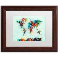 Trademark Art "World Map - Red Paint Splashes" Canvas Wall Art by Michael Tompsett - Walmart.com