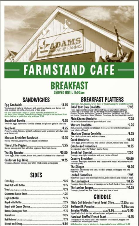 Adams Fairacre Farms menu in Poughkeepsie, New York, USA