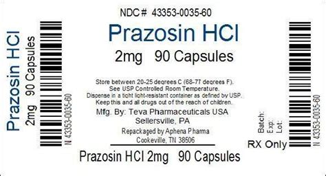 Prazosin Hydrochloride (Aphena Pharma Solutions - Tennessee, Inc.): FDA Package...