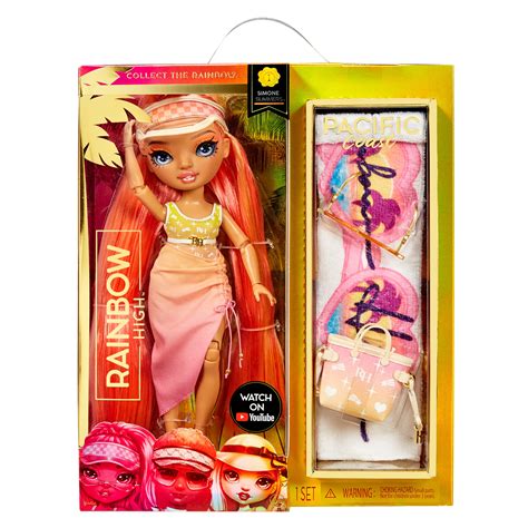 Buy Rainbow High Pacific Coast Simone Summers- Sunrise (Orange) Fashion Doll with 2 Designer ...