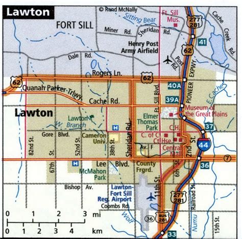 Lawton city road map for truck drivers toll and free highways map - usa