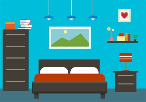 Flat Bedroom Interior Vector Illustration - Download Free Vector Art ...