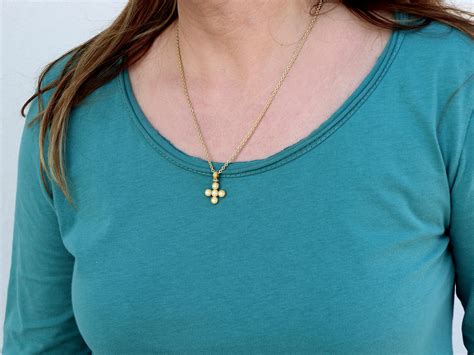 Dimos 18k Gold Cross Pendant with Diamonds For Sale at 1stDibs