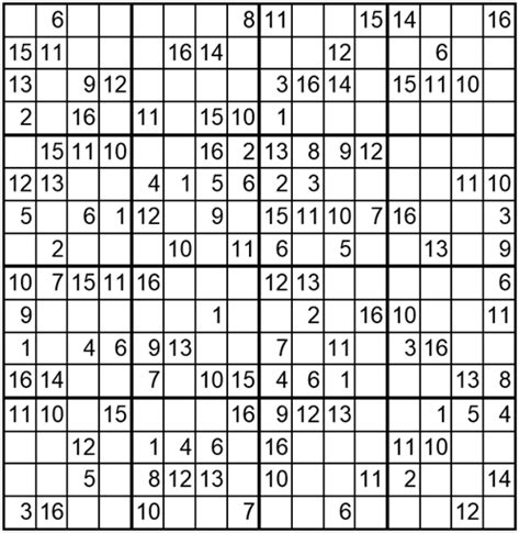 Sudoku 16x16 Printable Free - FREE PRINTABLE TEMPLATES