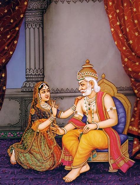 Queen Kaikeyi entreats King Darsaratha: | Hindu art, Mughal paintings, Ramayana story