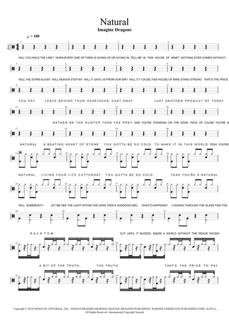 Natural (arr. Cyril Mayer) by Imagine Dragons Sheet Music for Drums at Sheet Music Direct