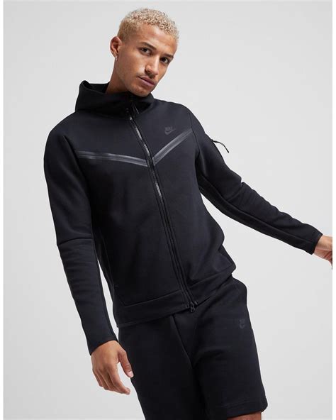 Nike Tech Fleece Full Zip Hoodie in Black/Black (Black) for Men - Lyst