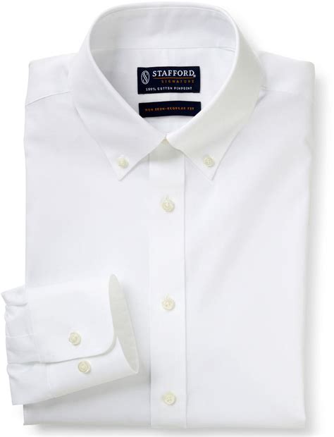 JCPenney Stafford Signature Non-Iron 100% Cotton Pocketed Dress Shirt ...