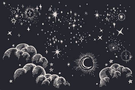 Star, Moon, Cloud, Sky Drawings | Night sky art, Night sky tattoos ...