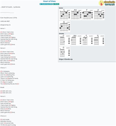 Chord: Heart of Glass - tab, song lyric, sheet, guitar, ukulele | chords.vip