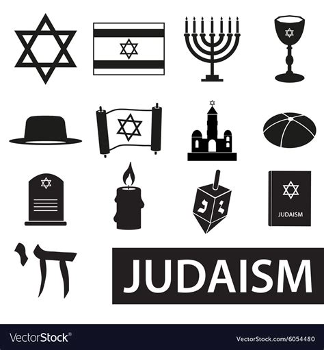 Judaism religion symbols set of icons eps10 Vector Image