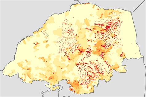 Population density map of Limpopo province, South Africa (2011 ...