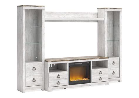 Willowton 4-Piece Entertainment Center with Electric Fireplace