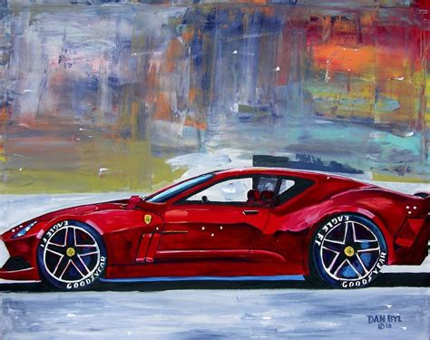 Ferrari Sports Car Original Art PAINTING DAN BYL Modern Contemporary ...