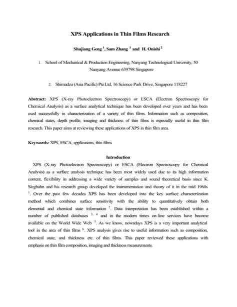 XPS Applications in Thin Films Research