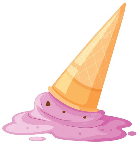 Ice Cream Cone And Melted Scoop Spilled On The Ground Vector, Drawing, Isolated, Junk PNG and ...