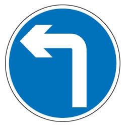 Turn Left Ahead Sign - Class 1 Aluminium - Directa UK Ltd