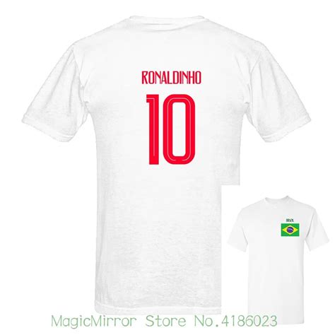 2018 New Russia World Match Cup Brazil Ronaldinho Number 10 sporty jersey summer T shirt Mens ...