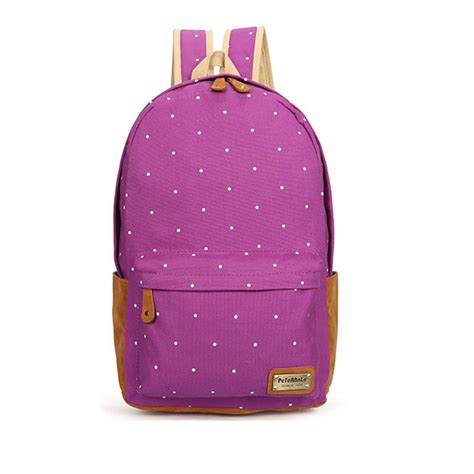 Polka Dot Candy Color Canvas Backpack School Bag on Luulla