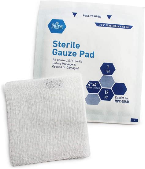 Medpride 4x4 Sterile Gauze Pads 100-Pack | 12-Ply Cotton, Highly ...