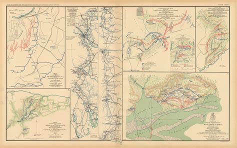 Civil War Atlas; Plate 79; Maps of Petersburg, Va., Carolinas, Bentonville, N.C., Battle of Pea ...