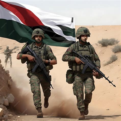 Premium AI Image | Palestinian soldiers in battle while carrying ...