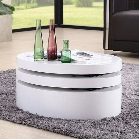 Uenjoy White Round Coffee Table Rotating Contemporary Modern Living ...