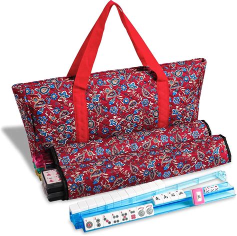 Amazon.com: Jongyance American Mahjong Set,Red Pattern Bag,166 Mahjong Sets,4 All-in-One Rack ...