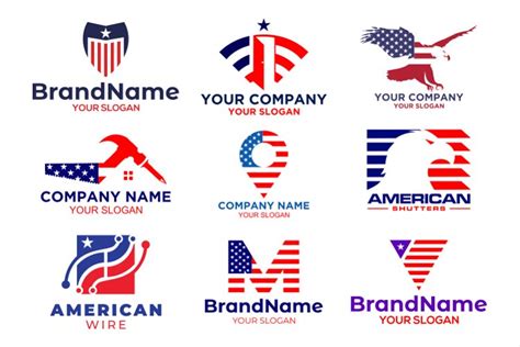 American Flag Style Logo Design Vector (2278982)