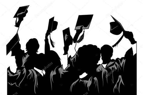 Students celebrating graduation vector silhouette. Stock Vector Image by ©vectorpack #86565018