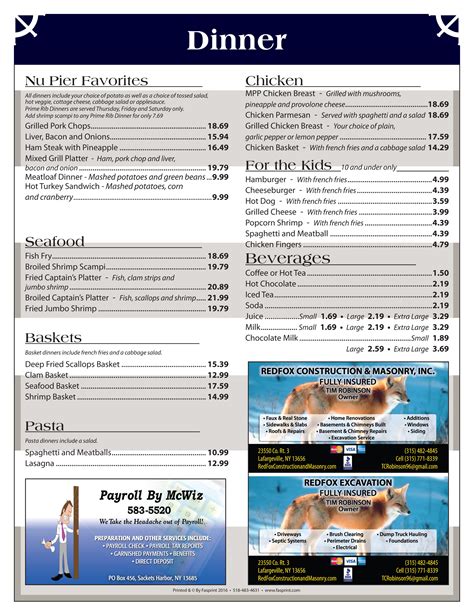 Nu Pier Restaurant 2016-4 | Fasprint Menus