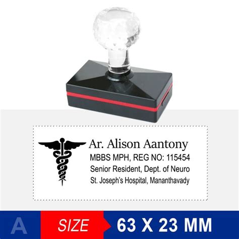 Doctor Stamp, Pre ink stamp for Doctor with crystal handle, Doctors Rubber Stamp