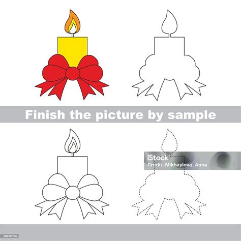 Candle Drawing Worksheet Stock Illustration - Download Image Now - Candle, Child, Christmas - iStock