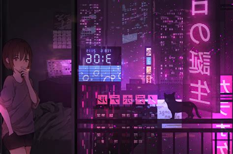 2560x1700 Anime Girl City Night Neon Cyberpunk 4k Chromebook Pixel ,HD ...